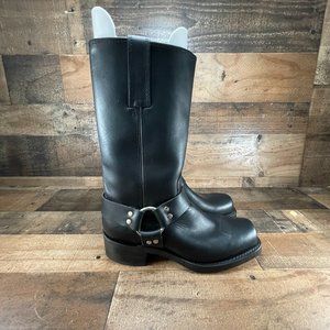 Frye Mens Black 87350 Square Toe Leather Pull On Motorcycle Boots Size 8 M